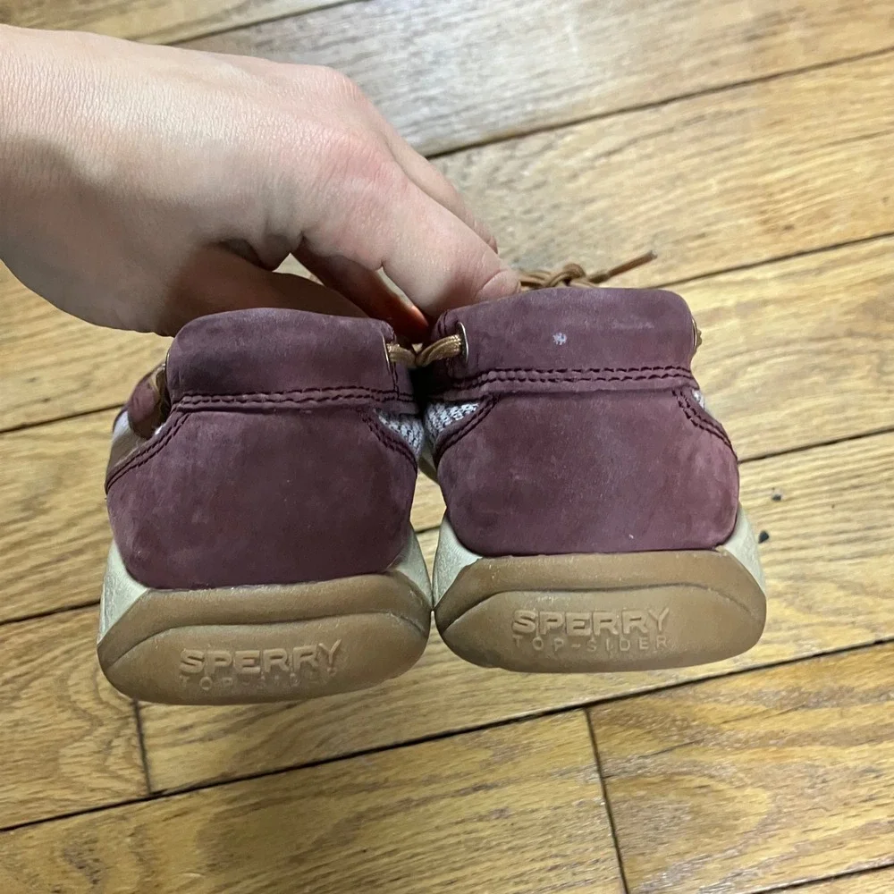 Sperry Top-Sider Womens Angelfish Boat Shoes Burgundy‎ Leather Mesh 7